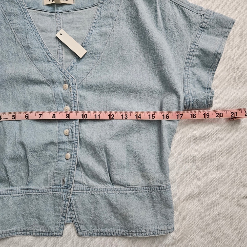 Madewell Light Wash Chambray Button Front Top - Picture 7 of 9